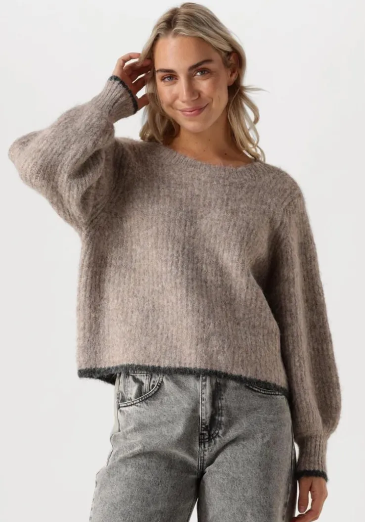 grijze co'couture trui coraliecc bow ls rib knit