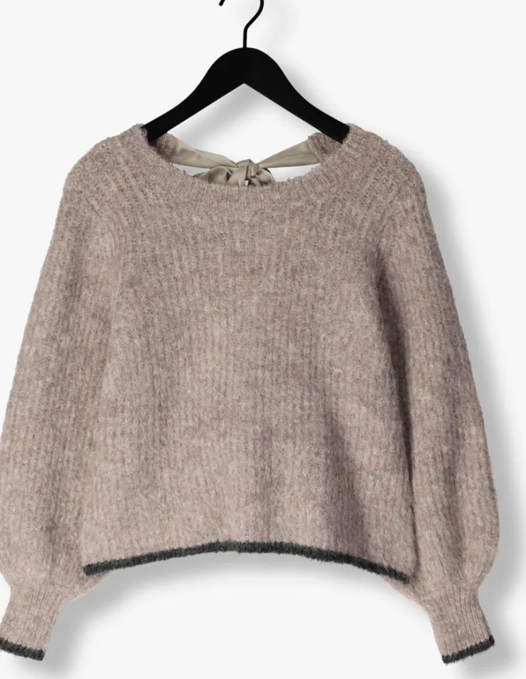 grijze co'couture trui coraliecc bow ls rib knit