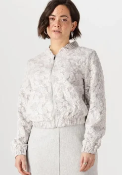 JANSEN AMSTERDAM grijze jack josien jasje j 275 jacquard bomber long sleeve>DAMES Jassen