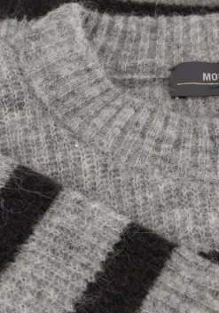 grijze mos mosh trui thora stripe crewneck knit