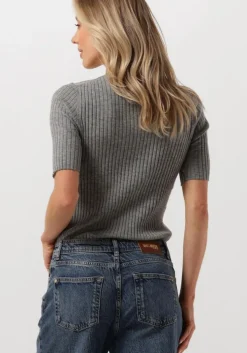 grijze mos mosh t-shirt relena rib ss crew neck knit