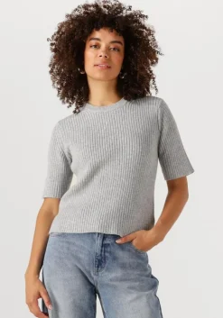 OBJECT grijze trui objelva 2/4 re o-neck knit>DAMES Truien & Vesten