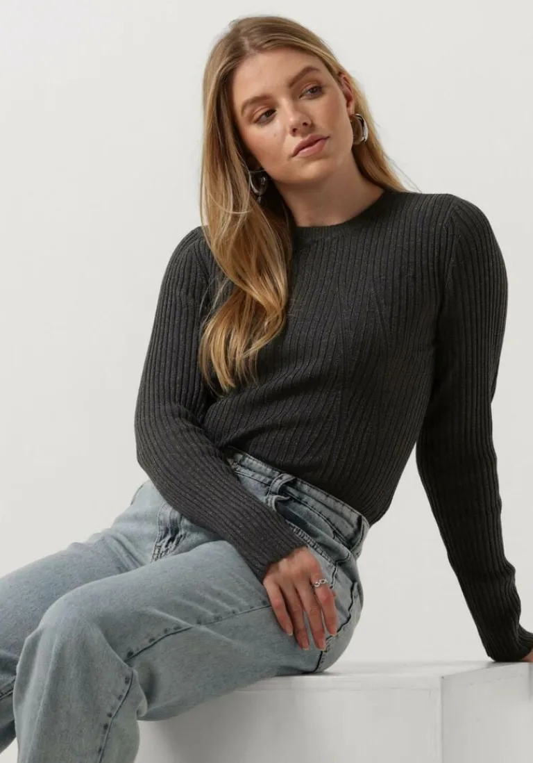 OBJECT grijze trui objrike l/s knit pullover>DAMES Truien & Vesten