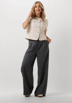 OBJECT grijze wijde broek objlesli hw lo wide pants>DAMES Broeken