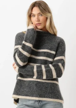 SECOND FEMALE grijze trui ovalis knit t-neck>DAMES Truien & Vesten