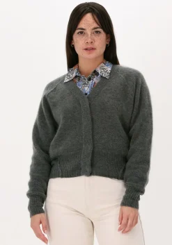 SECOND FEMALE grijze vest brook knit reverse boxy cardig>DAMES Truien & Vesten
