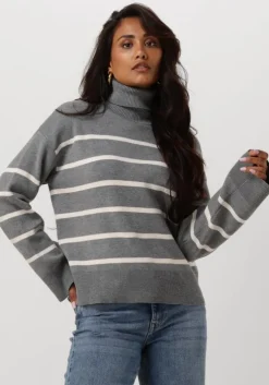 grijze selected femme coltrui slfkamma ls knit roll neck