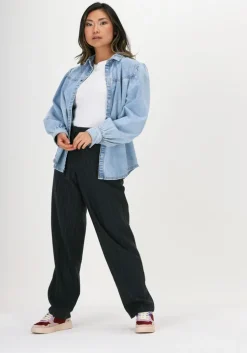 grijze selected femme pantalon slfmercy hw tapered wool pant