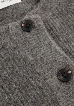 grijze selected femme vest slflulu ls knit short cardigan