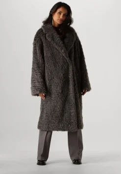STAND STUDIO grijze faux fur jas nicole coat>DAMES Jassen