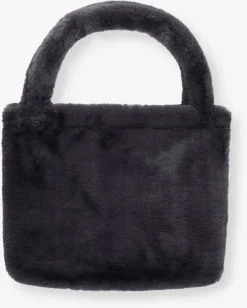 grijze studio noos shopper faux fur mom-bag