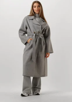 grijze summum mantel long coat wool classic