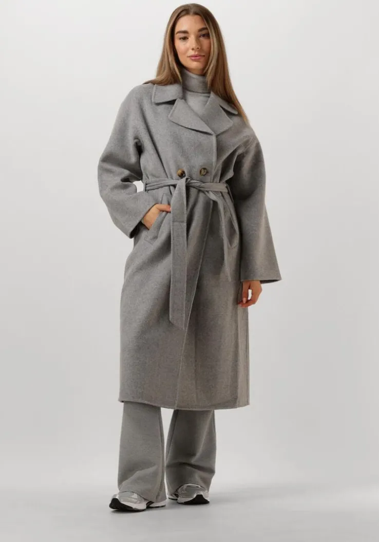 grijze summum mantel long coat wool classic