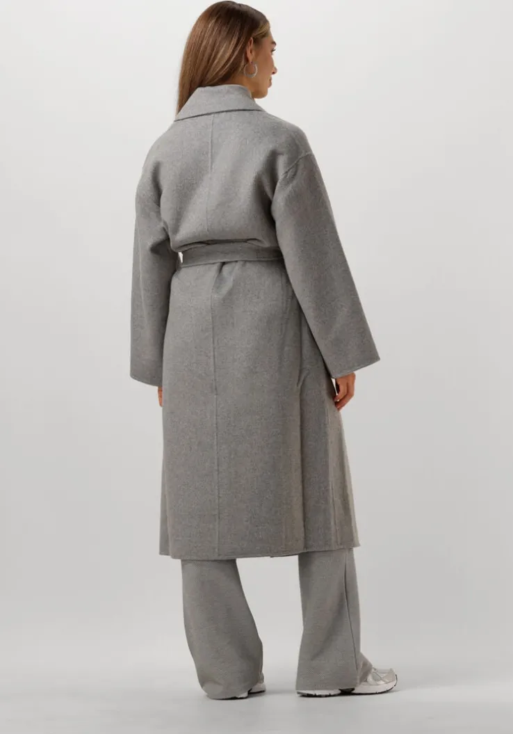 grijze summum mantel long coat wool classic