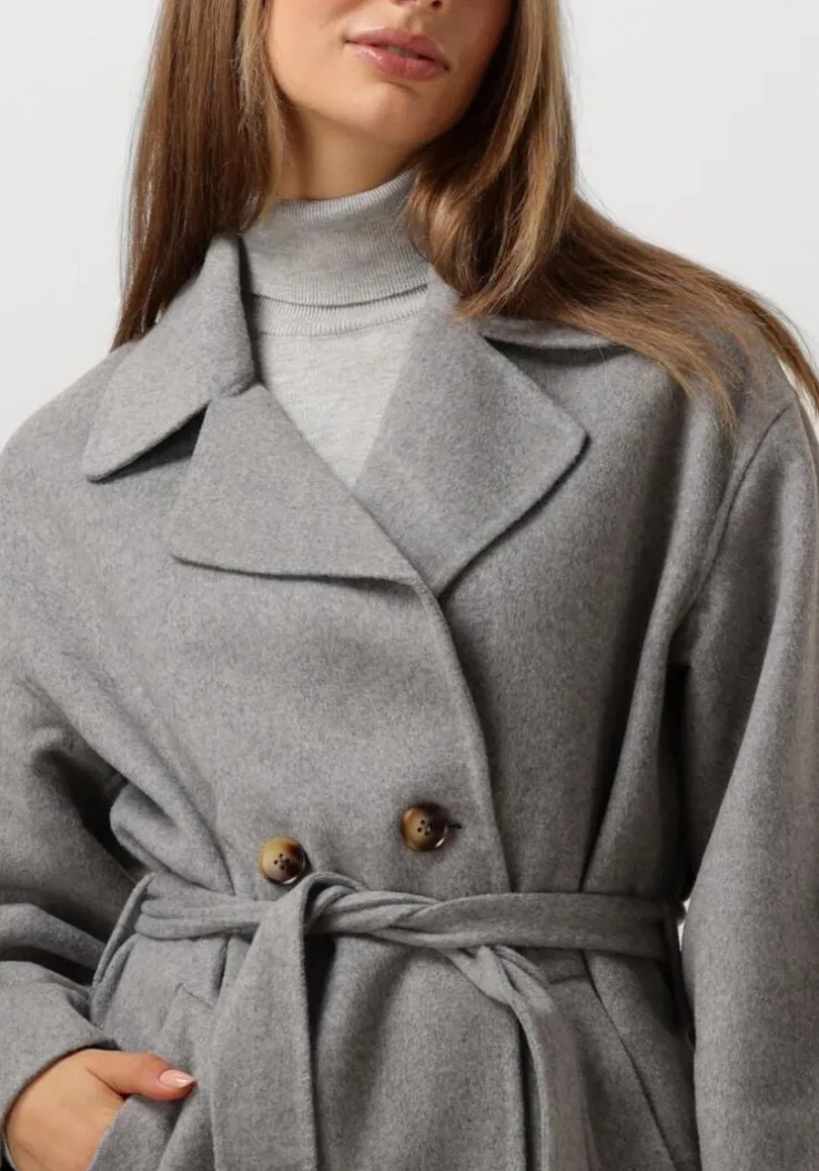 grijze summum mantel long coat wool classic