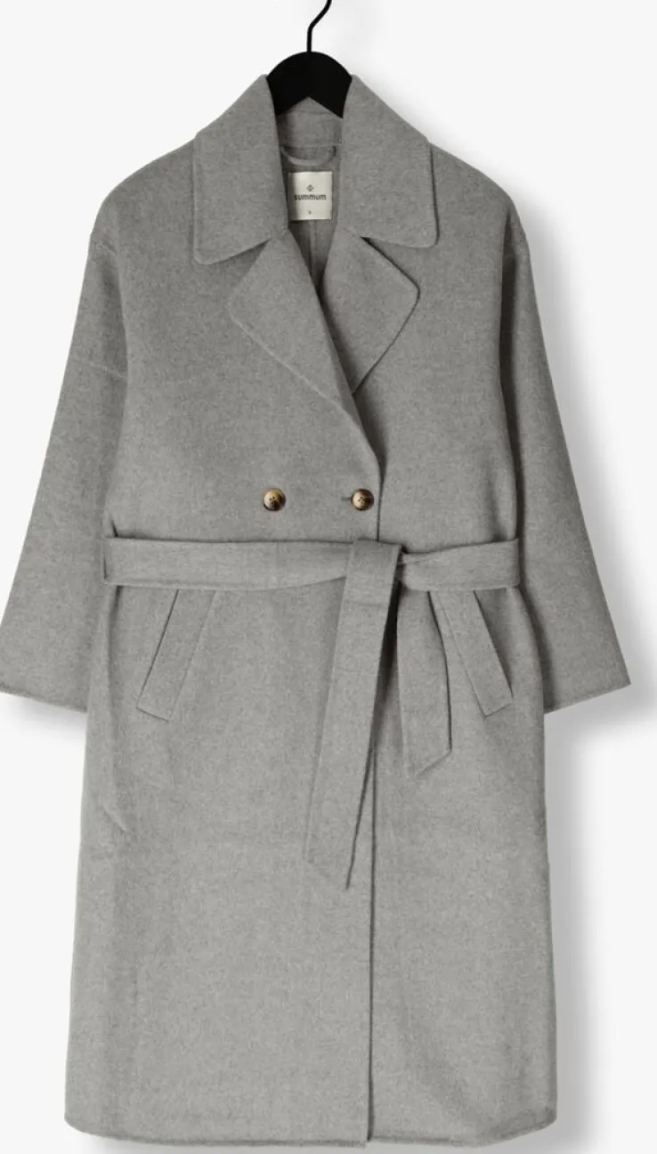 grijze summum mantel long coat wool classic