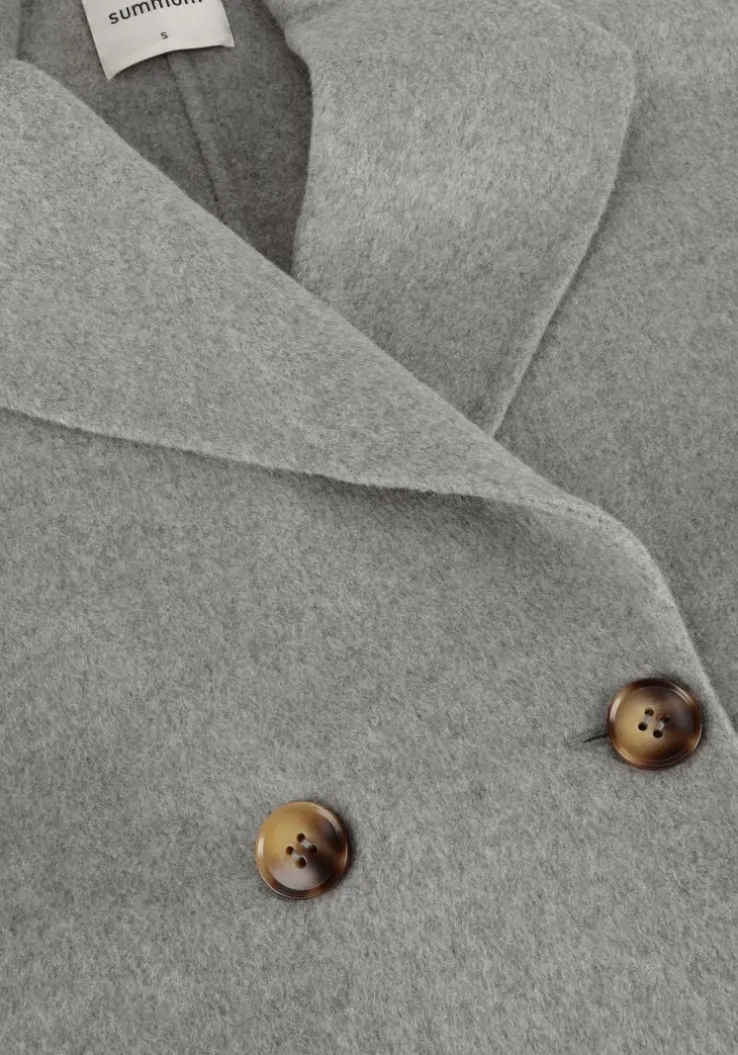 grijze summum mantel long coat wool classic
