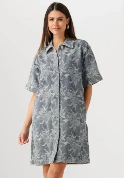 grijze y.a.s. maxi jurk yasflamera ss denim shirt dress