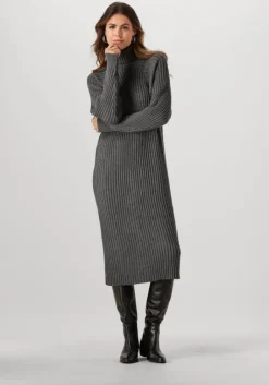 Y.A.S. grijze midi jurk yasmavi knit midi rollneck dress>DAMES Jurken