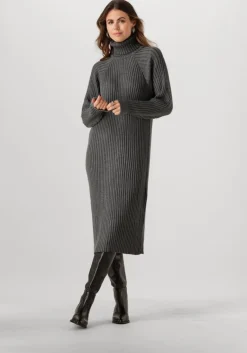 Y.A.S. grijze midi jurk yasmavi knit midi rollneck dress>DAMES Jurken