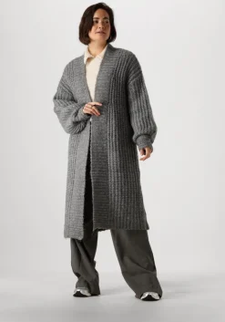 grijze y.a.s. vest yasdally ls long knit cardigan