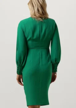 groene access mini jurk ruched dress with v neckline