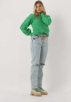 groene neo noir trui martina fluffy knit blouse