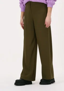 groene notes du nord wijde broek oliana pants dark olive