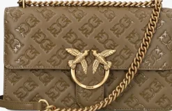 groene pinko schoudertas love one classic dc vitello