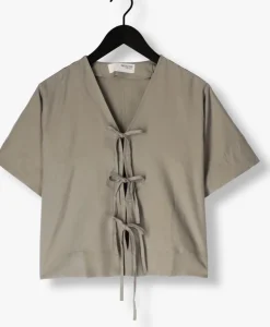 groene selected femme blouses slfnatuk 2/4 boxy tie top