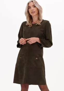 groene summum mini jurk dress bonded suedine