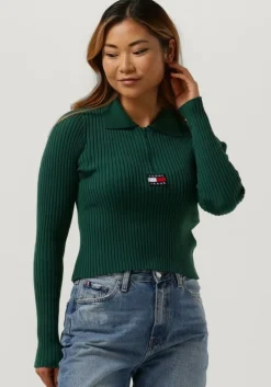 groene tommy jeans trui sweaters half zipp