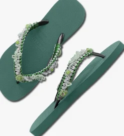 groene uzurii teenslippers macrame green blossom