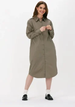 khaki levete room midi jurk isla solid 44 dress