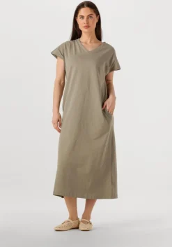khaki withblack midi jurk wblcarma long v-neck dress