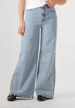 lichtblauwe abrand jeans straight leg jeans super wide loretta