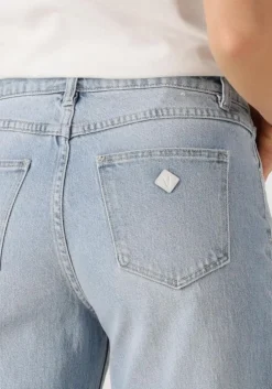 lichtblauwe abrand jeans wide jeans mid baggy gia