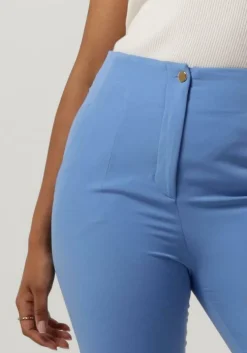 lichtblauwe access pantalon high-waist pants with seam detail