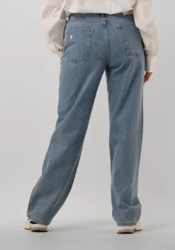 lichtblauwe alix the label wide jeans ladies woven denim bull pants