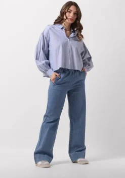 lichtblauwe by-bar blouses sarah short pin stripe blouse