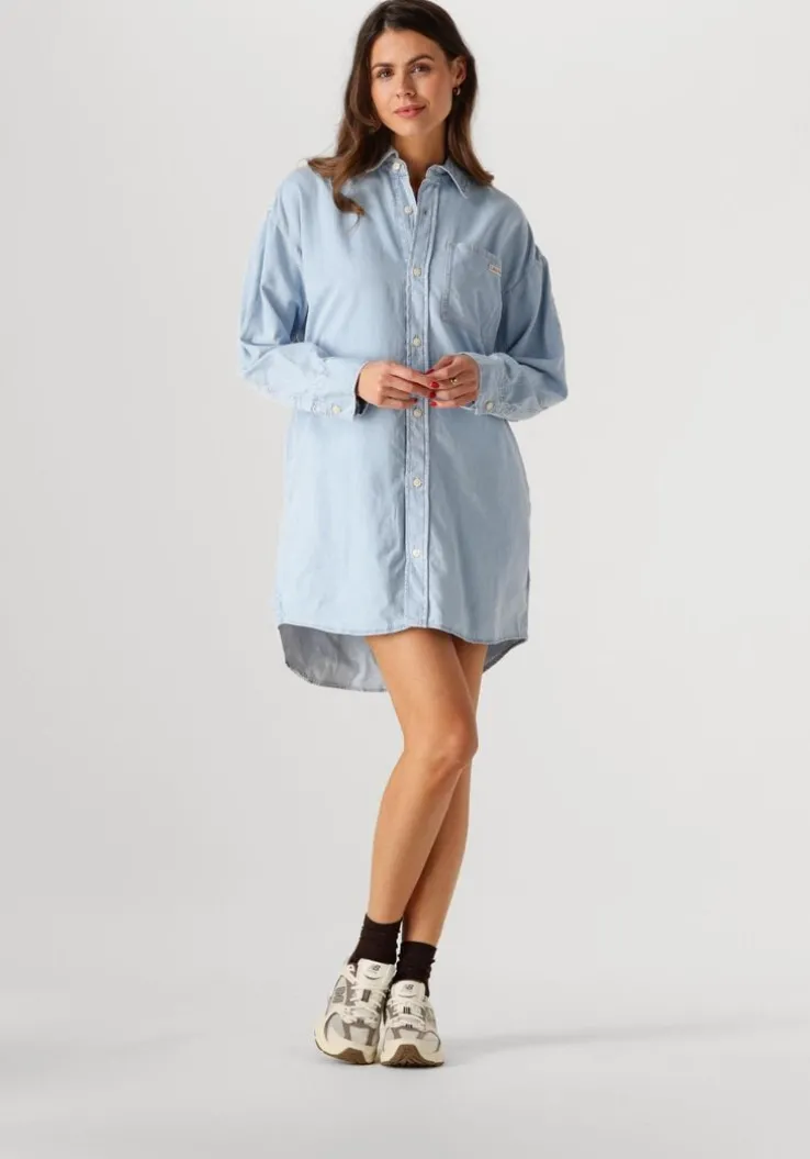 lichtblauwe calvin klein mini jurk tencel loose shirt denim dress