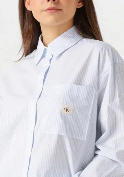 lichtblauwe calvin klein blouses woven label relaxed shirt