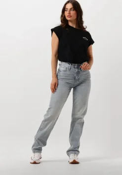 lichtblauwe calvin klein straight leg jeans high rise straight