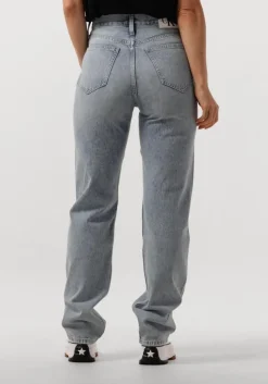 lichtblauwe calvin klein straight leg jeans high rise straight
