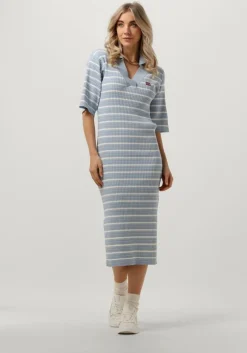 lichtblauwe esmé studios midi jurk aura polo dress knit