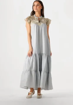 lichtblauwe greek archaic kori maxi jurk 231097