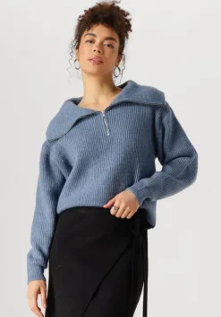 lichtblauwe msch copenhagen trui mschgytta zip pullover