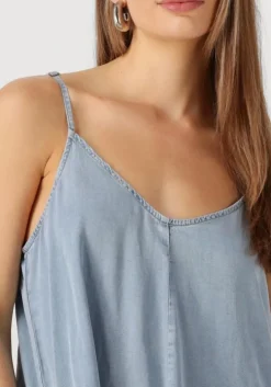 lichtblauwe my essential wardrobe midi jurk nellymw strap dress