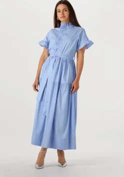 lichtblauwe neo noir maxi jurk nellie stripe dress