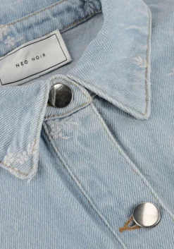 lichtblauwe neo noir mini jurk saras denim emb dress